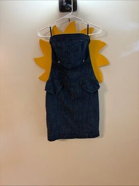 Vintage Y2K Strapless Denim Dress 579 Sz. XS
